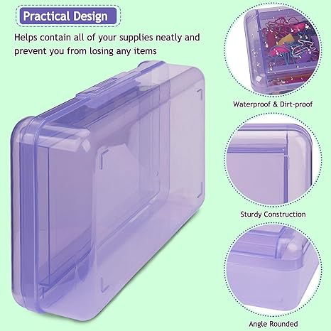 1 PCS Pencil Box,Double Layer Large Capacity Pencil Box,Hard Pen Case with Snap-tight Lid, Plastic Pencils Case for Office School Supplies Pen Boxes,Storage Organizer for Gel Pens Erasers-Purple